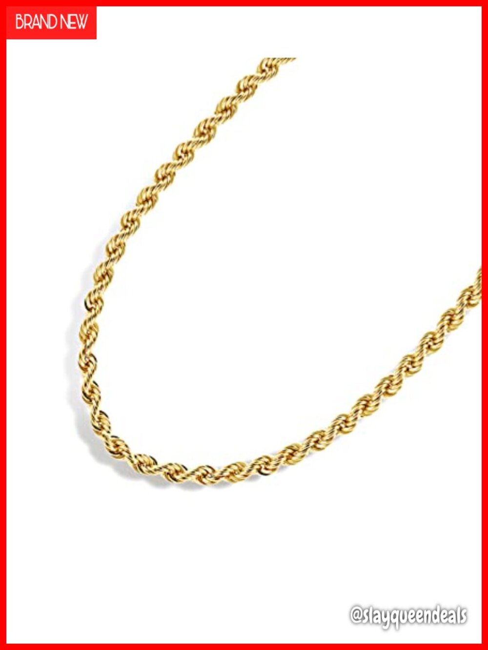 14K Gold Filled Rope Chain Necklace 26" Lobster Clasp